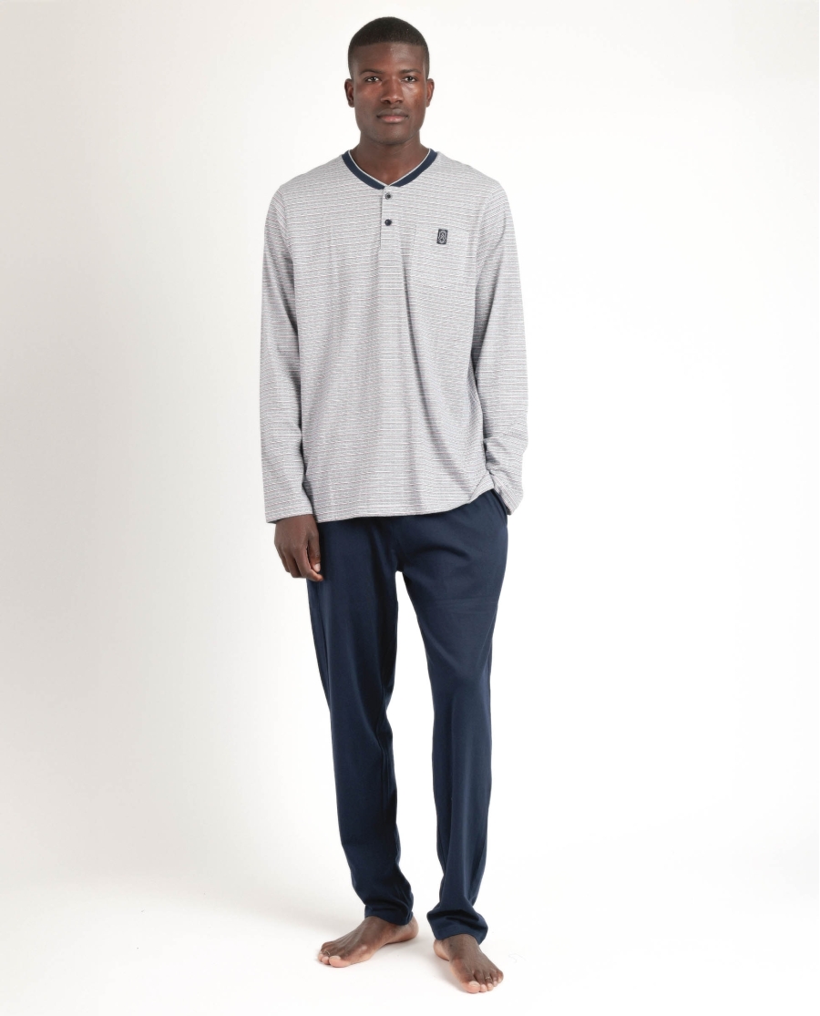 ADMAS CLASSIC Pijama Manga Larga Espiga para Hombre AZUL