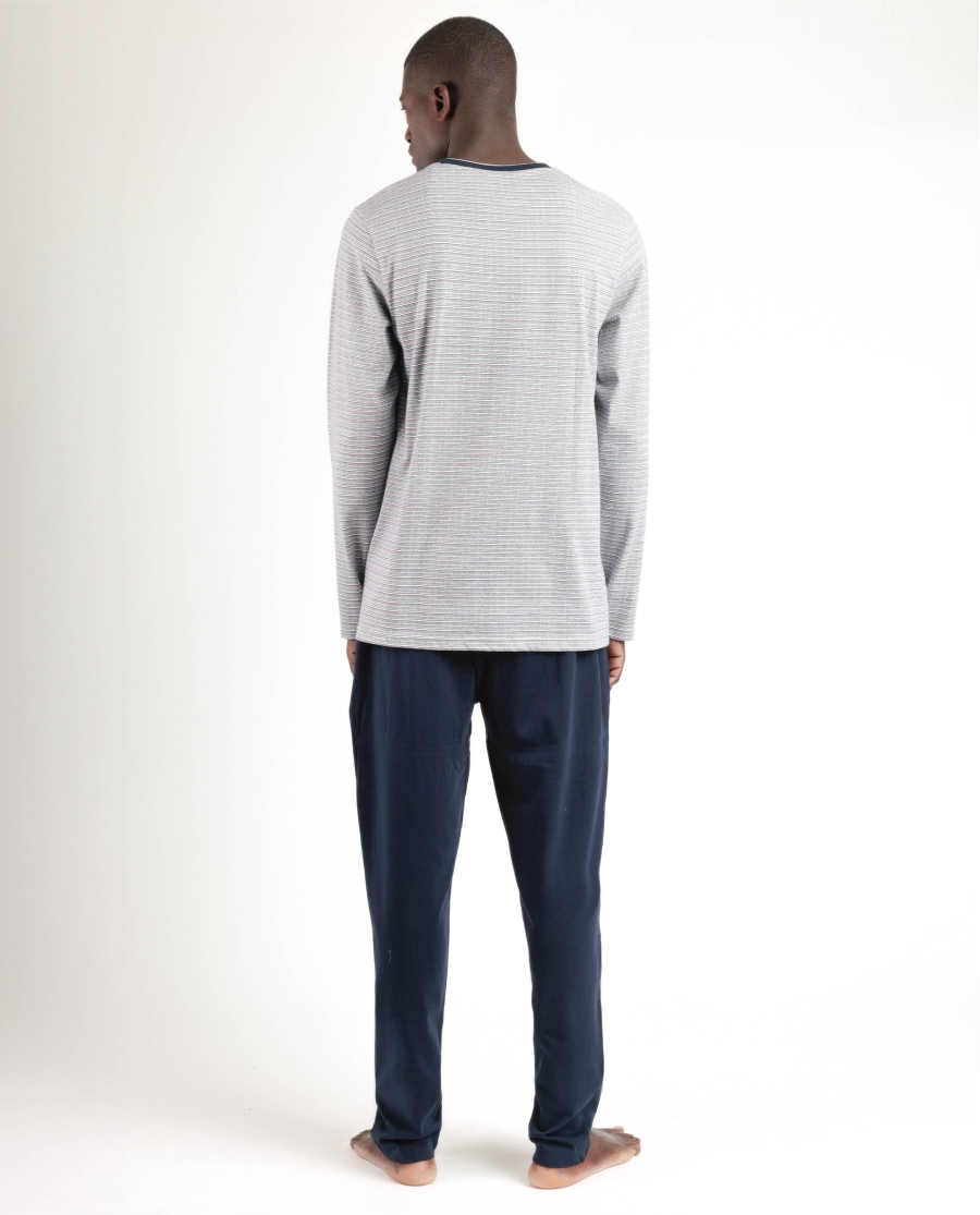 ADMAS CLASSIC Pijama Manga Larga Espiga para Hombre AZUL