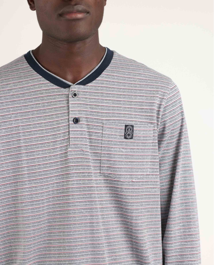 ADMAS CLASSIC Pijama Manga Larga Espiga para Hombre AZUL