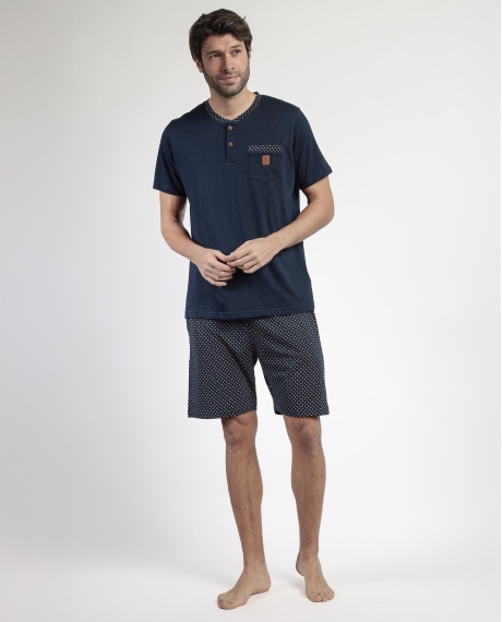 ADMAS CLASSIC Pijama Manga Corta Leather para Hombre MARINO
