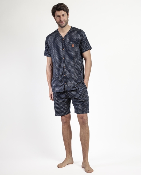 ADMAS CLASSIC Pijama Abierto Manga Corta Leather para Hombre MARINO