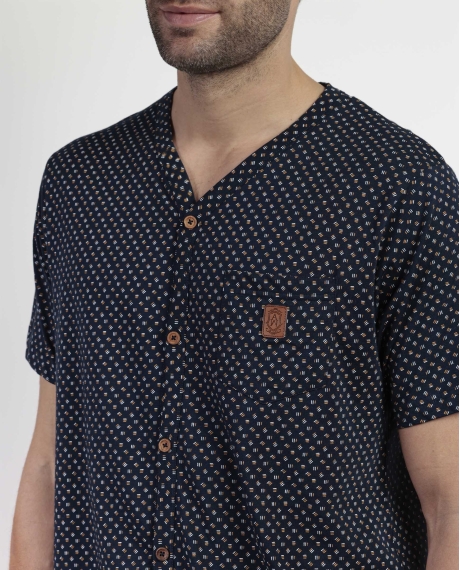 ADMAS CLASSIC Pijama Abierto Manga Corta Leather para Hombre MARINO 2