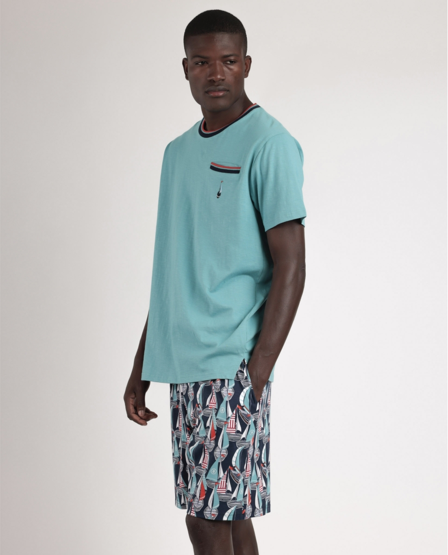 ADMAS Pijama Manga Corta Boat Race para Hombre AZUL ADMAS Pijama Manga Corta Boat Race para Hombre AZUL