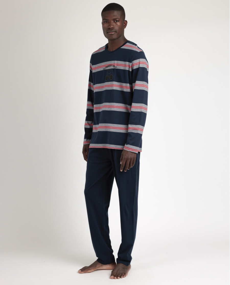 ADMAS Pijama Manga Larga Summertime para Hombre AZUL ADMAS Pijama Manga Larga Summertime para Hombre AZUL