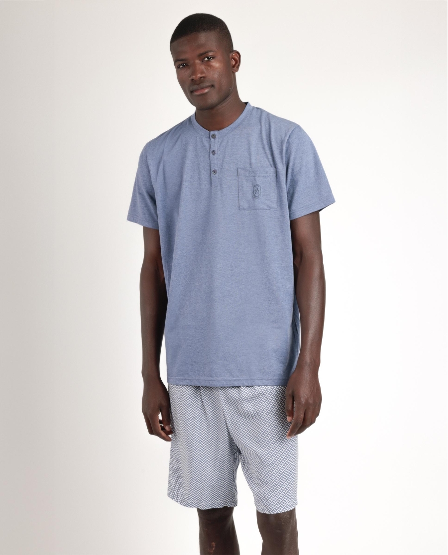 ADMAS CLASSIC Pijama Manga Corta Classic Spiga para Hombre AZUL