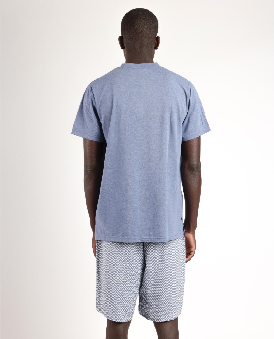 ADMAS CLASSIC Pijama Manga Corta Classic Spiga para Hombre AZUL
