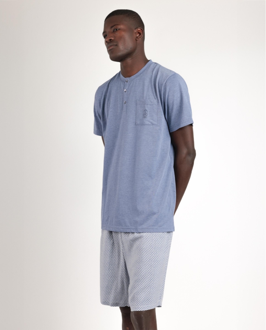 ADMAS CLASSIC Pijama Manga Corta Classic Spiga para Hombre AZUL