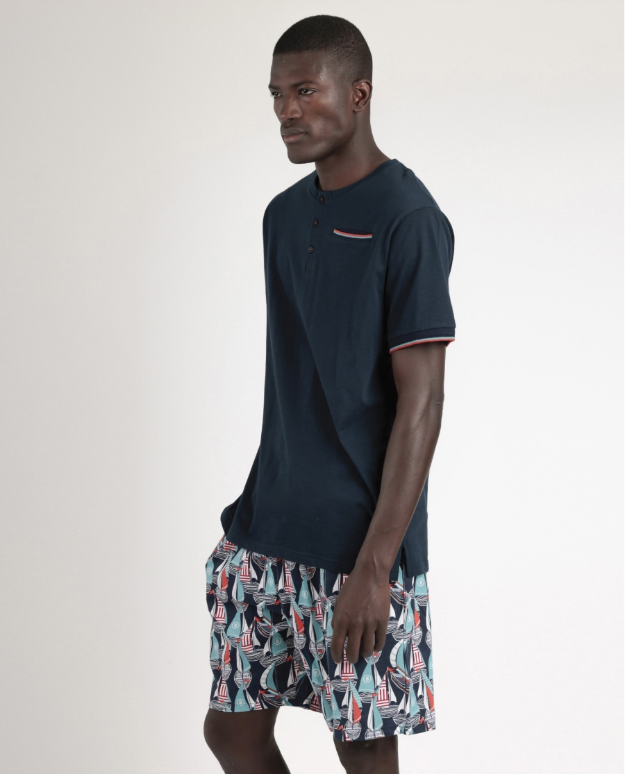 ADMAS Pijama Manga Corta Boat Race para Hombre MARINO ADMAS Pijama Manga Corta Boat Race para Hombre MARINO