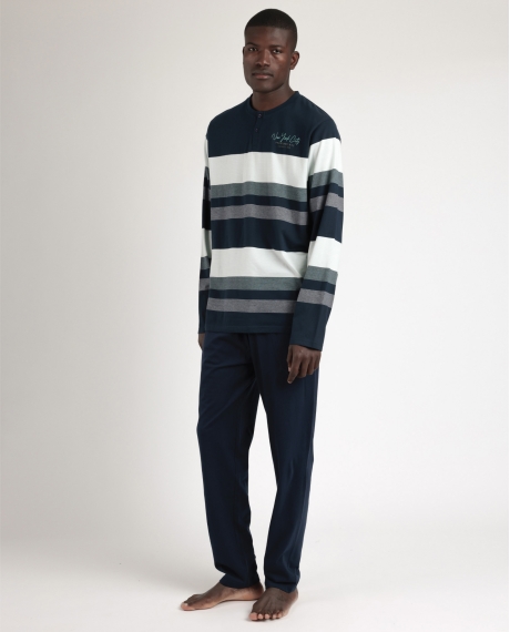 ADMAS Pijama Manga Larga New York City para Hombre AZUL