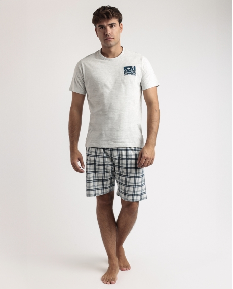STAY AT HOME Pijama Manga Corta Scooty para Hombre CRUDO