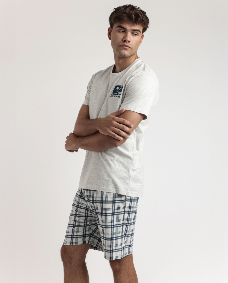STAY AT HOME Pijama Manga Corta Scooty para Hombre CRUDO STAY AT HOME Pijama Manga Corta Scooty para Hombre CRUDO