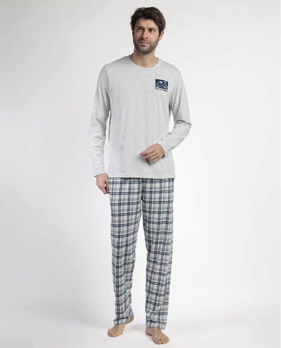 STAY AT HOME Pijama Manga Larga Scooty para Hombre CRUDO
