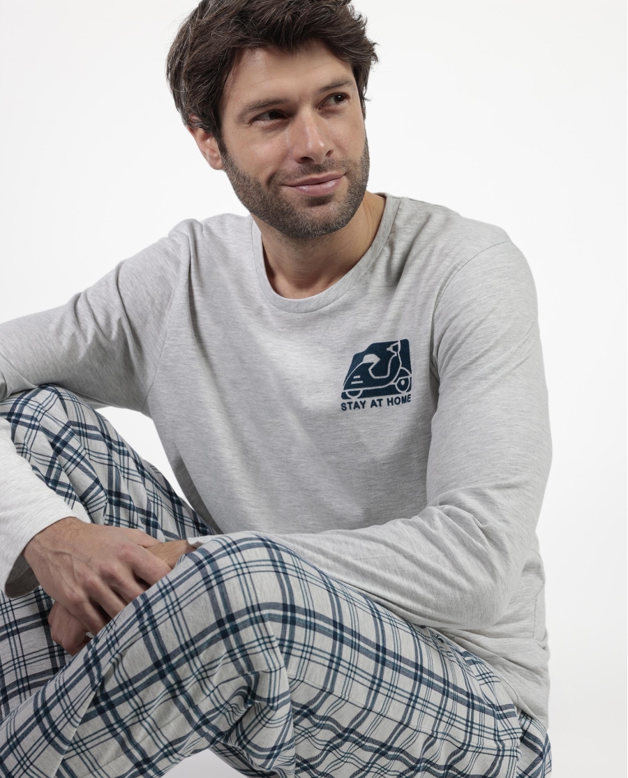 STAY AT HOME Pijama Manga Larga Scooty para Hombre CRUDO