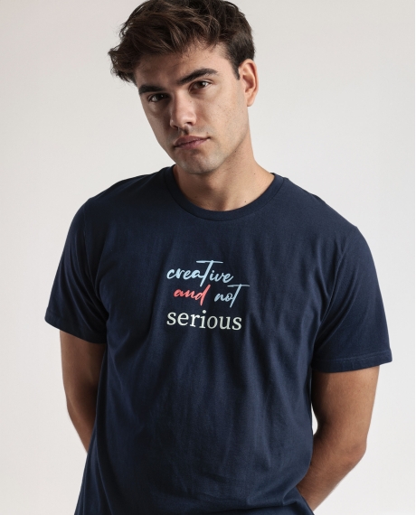 STAY AT HOME Pijama Manga Corta Creative And Not Serious para Hombre MARINO 2