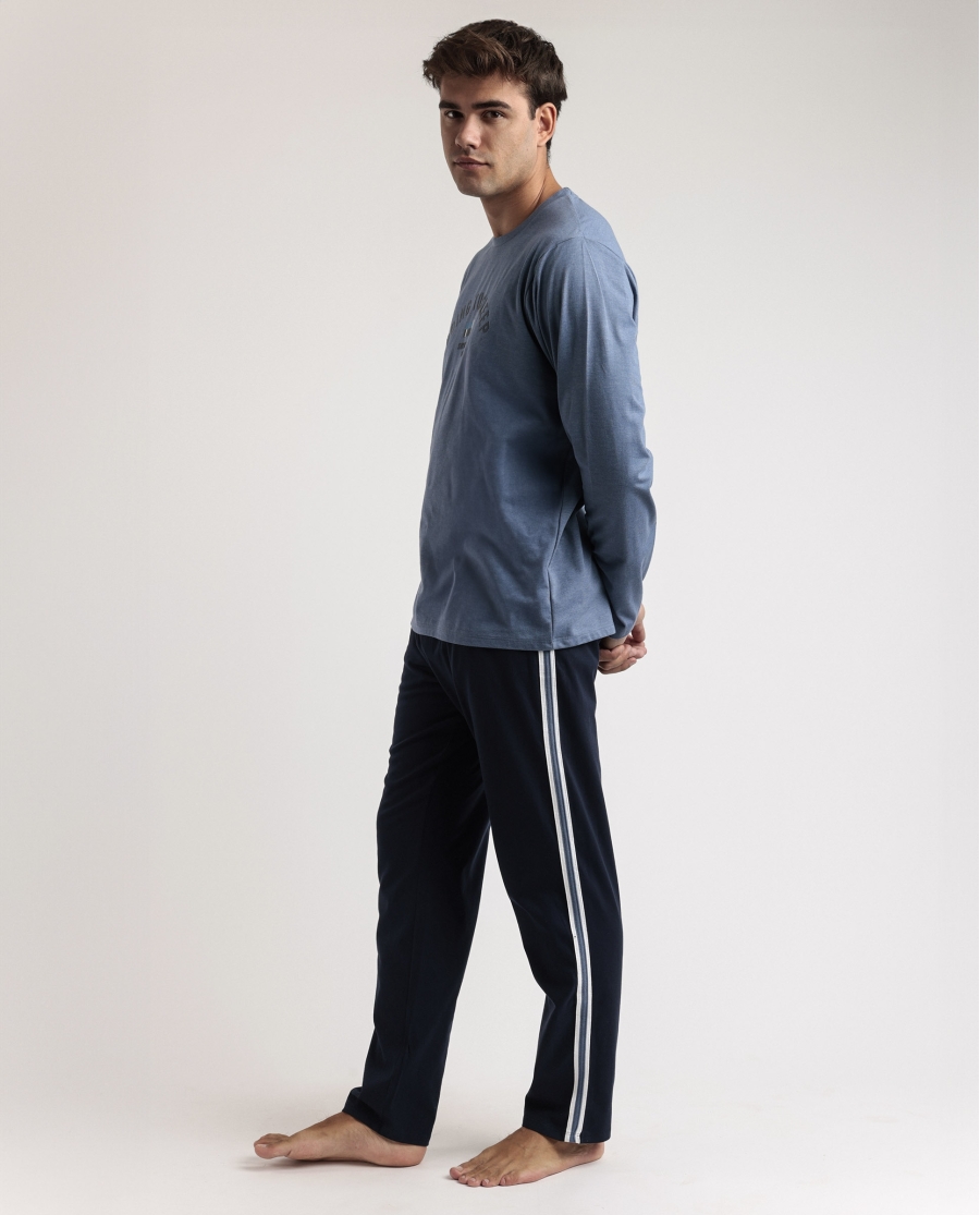 STAY AT HOME Pijama Manga Larga Going To Sleep para Hombre AZUL