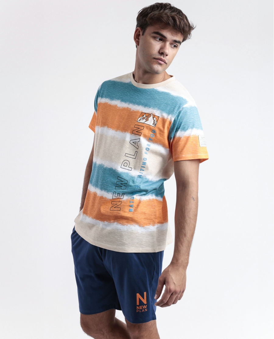 NEW PLAN Pijama Manga Corta Nature para Hombre BEIGE NEW PLAN Pijama Manga Corta Nature para Hombre BEIGE