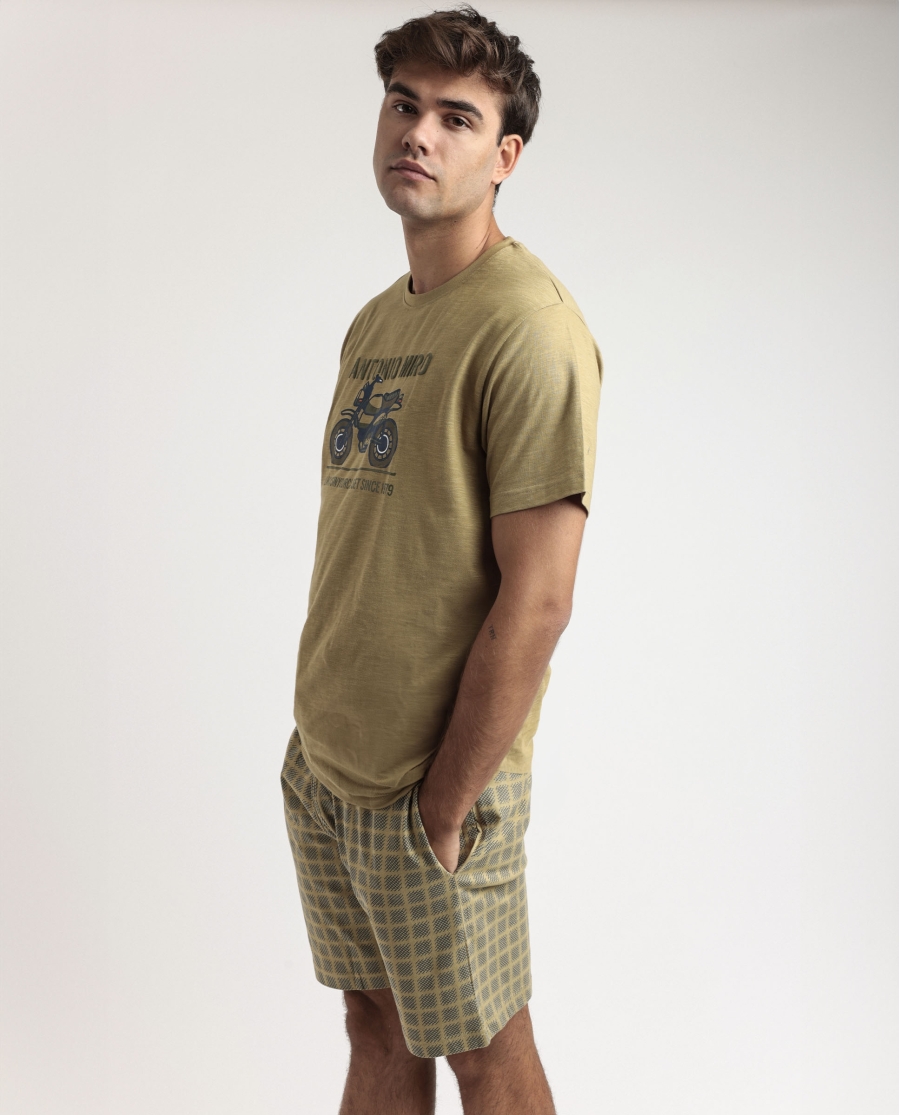 ANTONIO MIRO Pijama Manga Corta Caferacer para Hombre CAQUI ANTONIO MIRO Pijama Manga Corta Caferacer para Hombre CAQUI