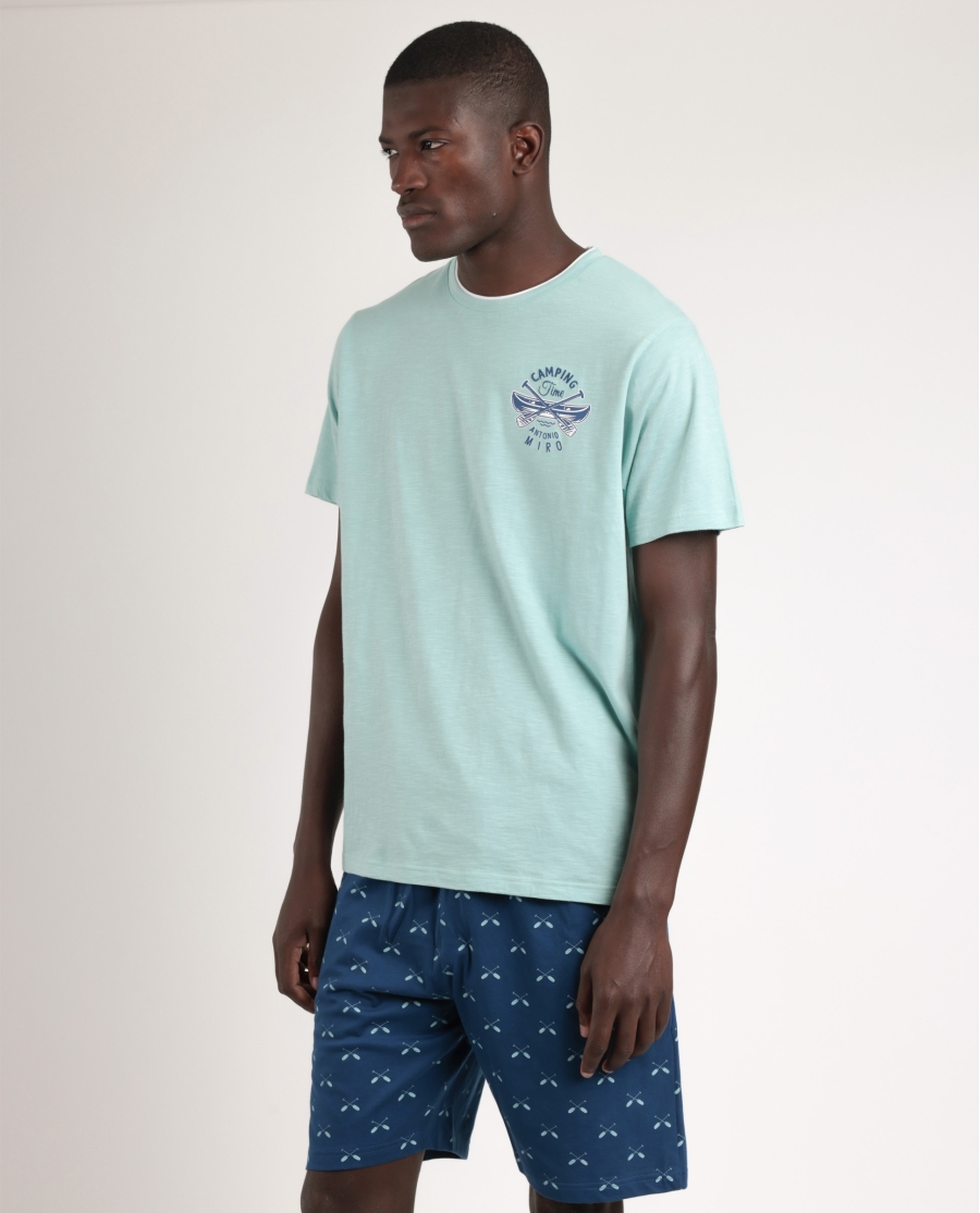 ANTONIO MIRO Pijama Manga Corta Canoe para Hombre AZUL