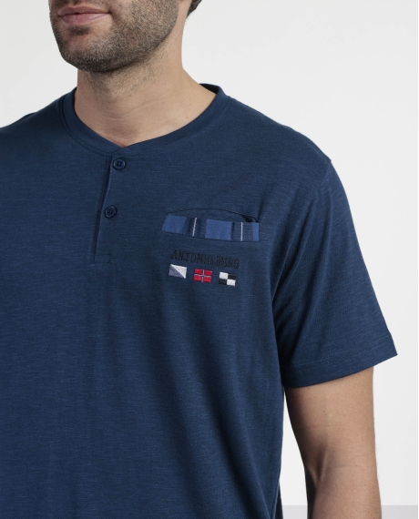 ANTONIO MIRO Pijama Manga Corta Marine Flags para Hombre AZUL 2