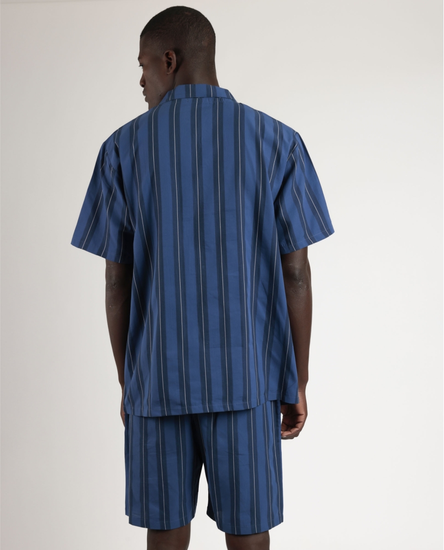 ANTONIO MIRO Pijama Abierto Manga Corta Marine Flags para Hombre AZUL