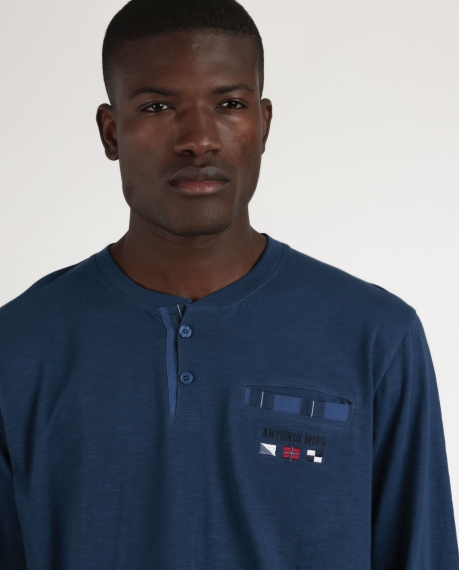 ANTONIO MIRO Pijama Manga Larga Marine Flags para Hombre AZUL 2