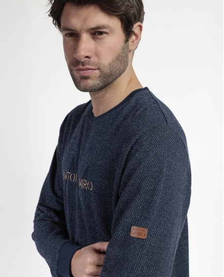 ANTONIO MIRO Pijama Manga Larga Felpa Ridge para Hombre MARINO 2