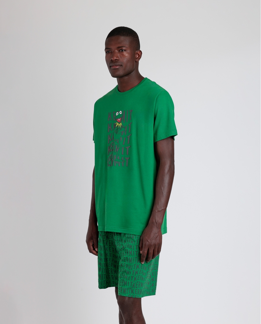 DISNEY Pijama Manga Corta Kermit para Hombre VERDE