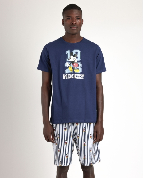 DISNEY Pijama Manga Corta Mickey Ny Summer para Hombre AZUL