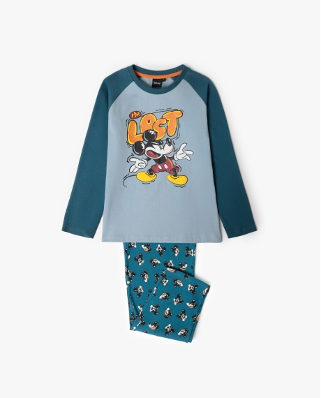 DISNEY Pijama Manga Larga Lost Mickey para Niño AZUL