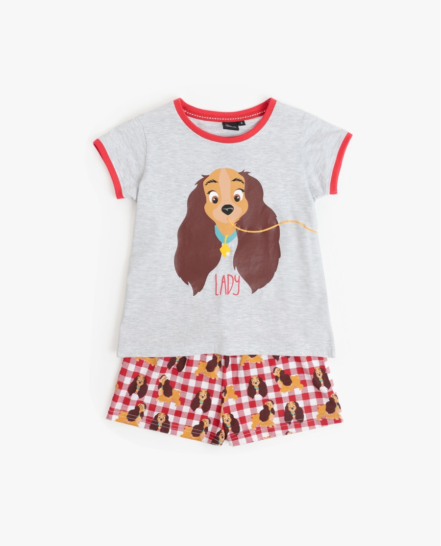 DISNEY Pijama Manga Corta Lady And The Tramp para Niña ROJO