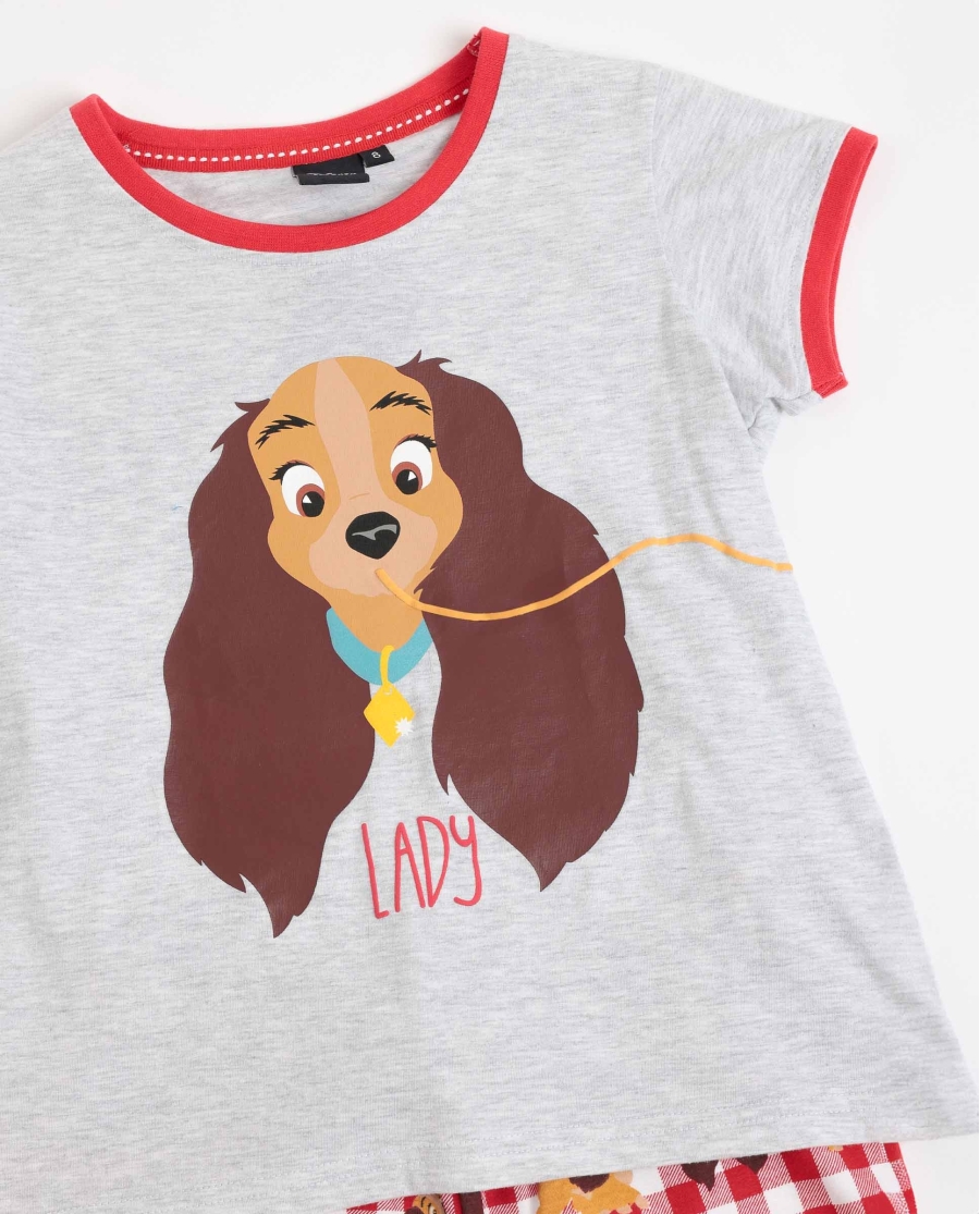DISNEY Pijama Manga Corta Lady And The Tramp para Niña ROJO