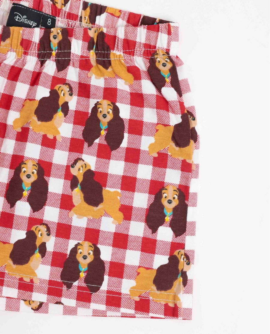 DISNEY Pijama Manga Corta Lady And The Tramp para Niña ROJO