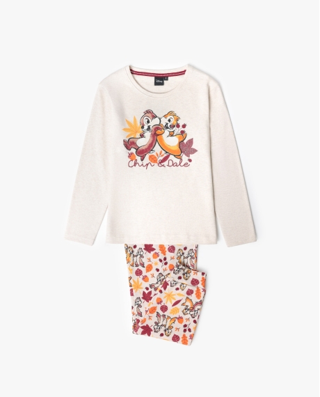 DISNEY Pijama Manga Larga Chip N´Dale para Niña BEIGE