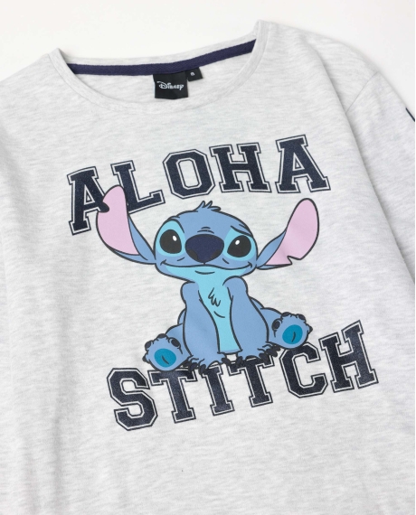 DISNEY Pijama Manga Larga Aloha Stitch para Niña GRIS JASPE 2