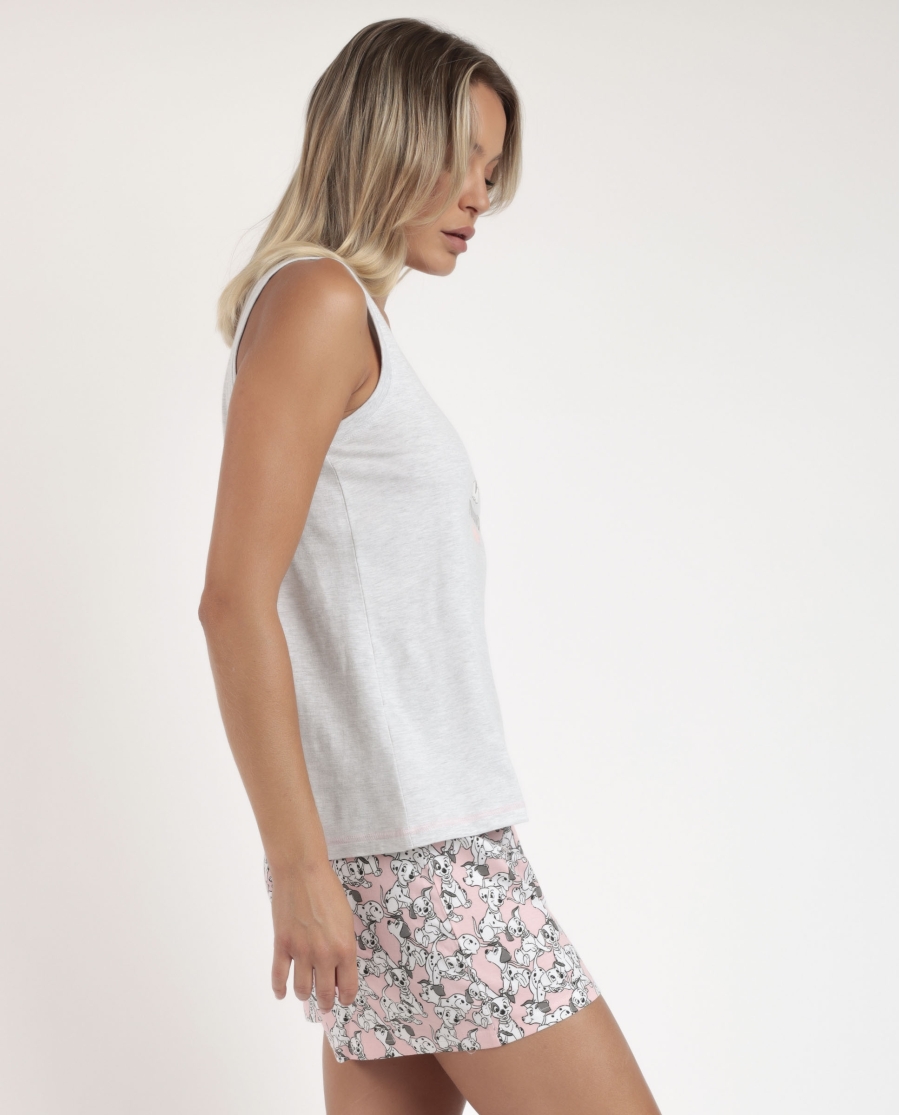 DISNEY Pijama Sin Mangas Dalmatians para Mujer GRIS JASPE DISNEY Pijama Sin Mangas Dalmatians para Mujer GRIS JASPE