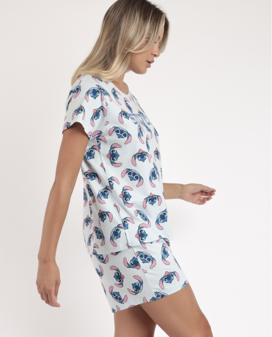 DISNEY Pijama Manga Corta Stitches para Mujer AZUL DISNEY Pijama Manga Corta Stitches para Mujer AZUL
