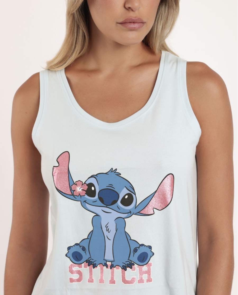 DISNEY Pijama Sin Mangas Stitches para Mujer AZUL DISNEY Pijama Sin Mangas Stitches para Mujer AZUL