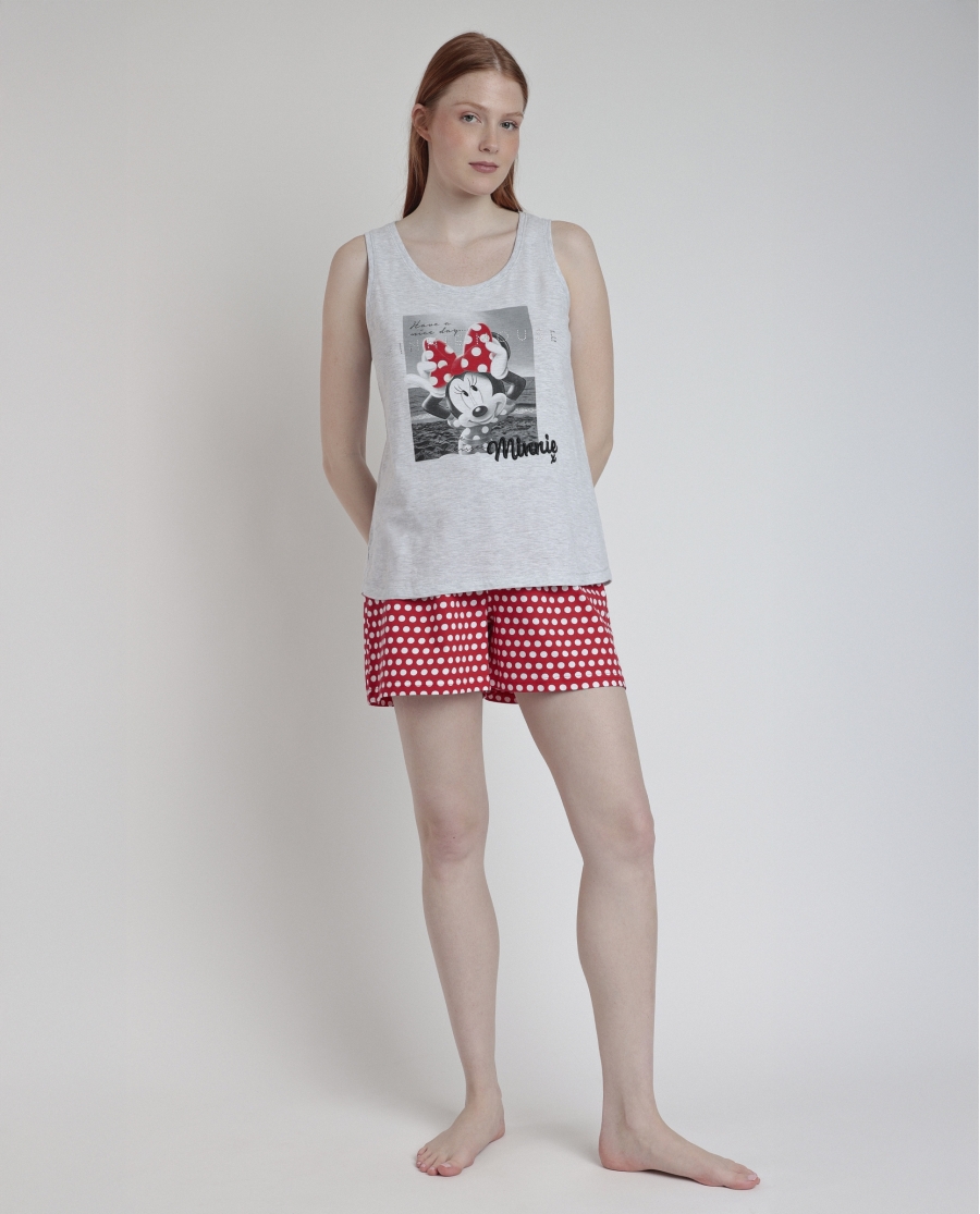 DISNEY Pijama Sin Mangas Generals para Mujer GRIS JASPE