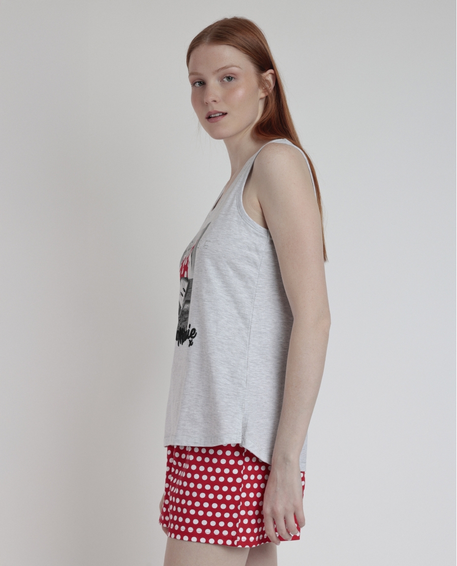 DISNEY Pijama Sin Mangas Generals para Mujer GRIS JASPE