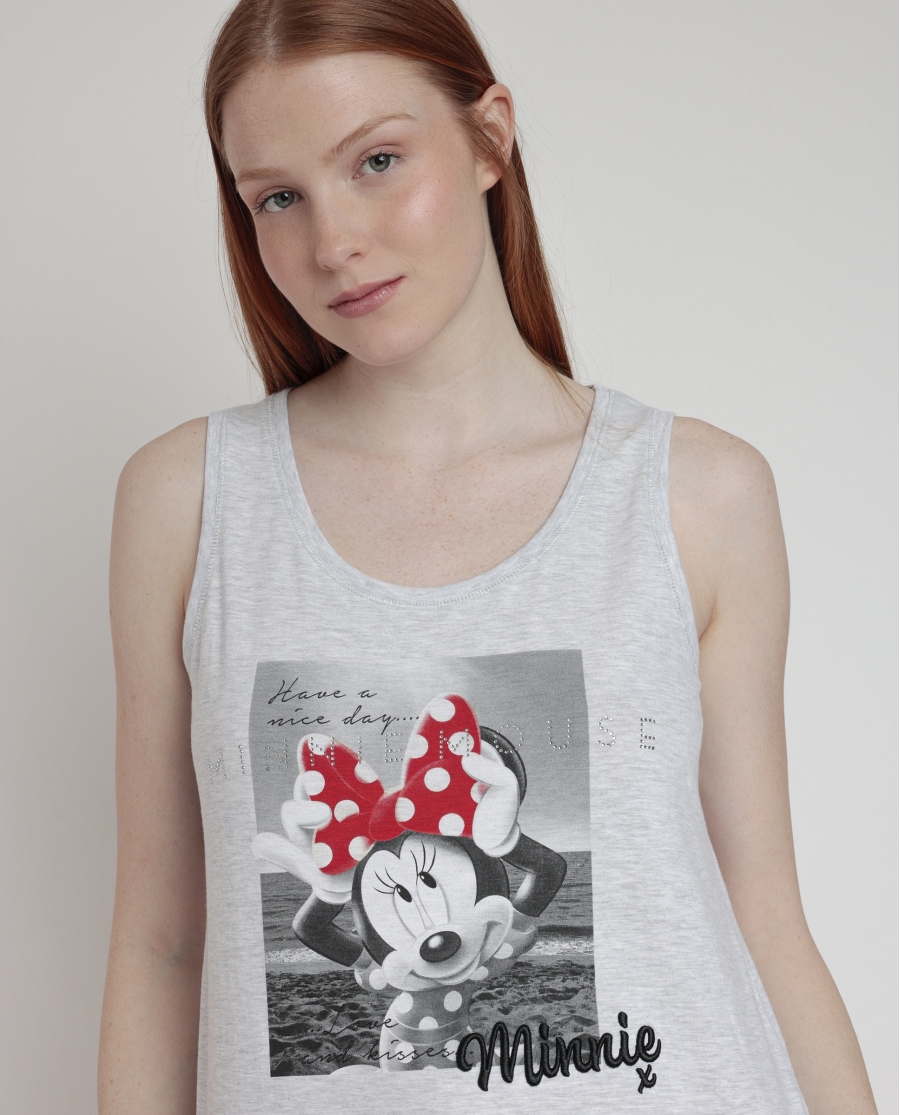 DISNEY Pijama Sin Mangas Generals para Mujer GRIS JASPE