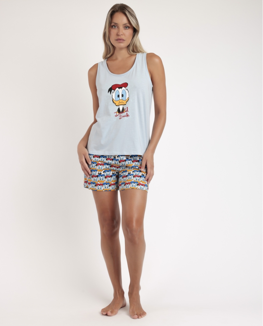DISNEY Pijama Sin Mangas Donald Vintage para Mujer AZUL DISNEY Pijama Sin Mangas Donald Vintage para Mujer AZUL