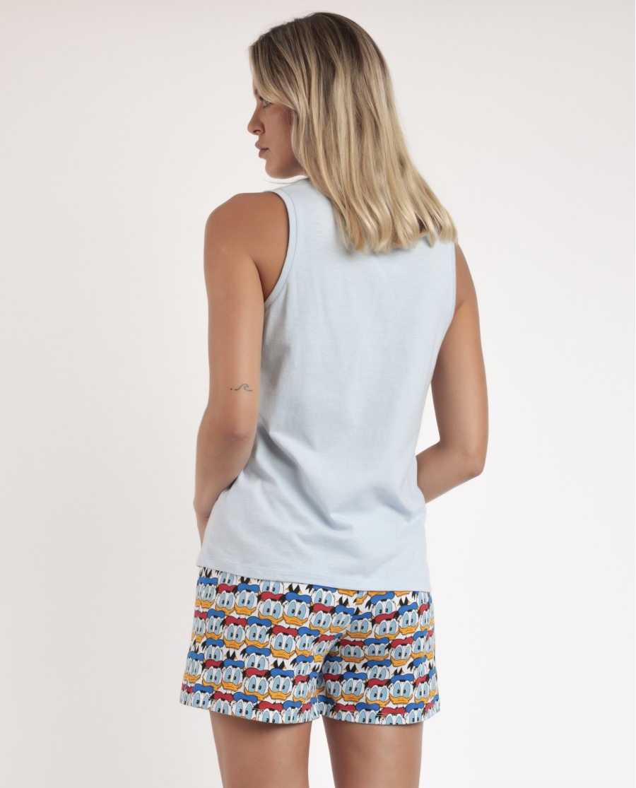 DISNEY Pijama Sin Mangas Donald Vintage para Mujer AZUL DISNEY Pijama Sin Mangas Donald Vintage para Mujer AZUL