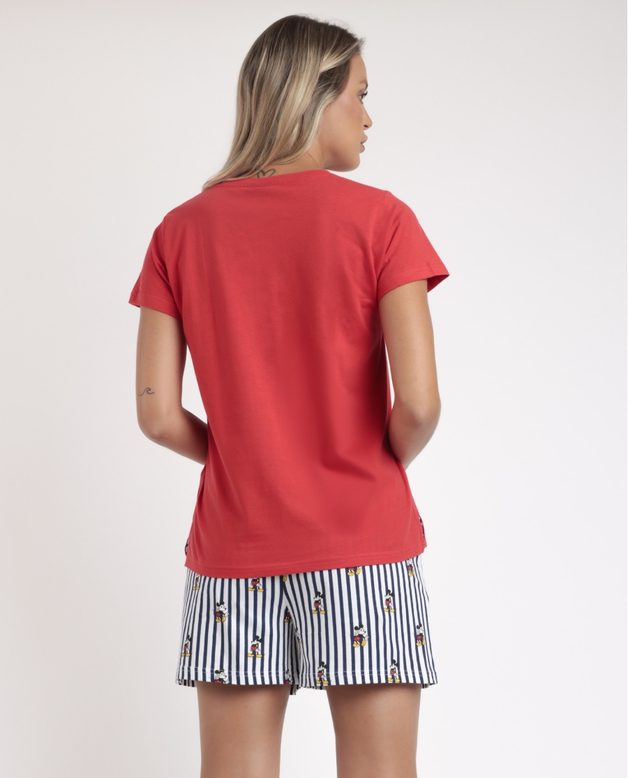DISNEY Pijama Manga Corta Mickey Ny Summer para Mujer ROJO