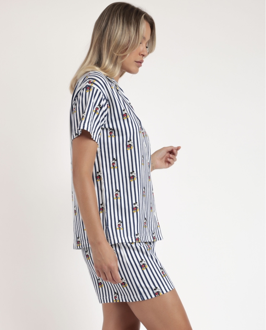 DISNEY Pijama Abierto Manga Corta Mickey Ny Summer para Mujer AZUL DISNEY Pijama Abierto Manga Corta Mickey Ny Summer para Mujer AZUL