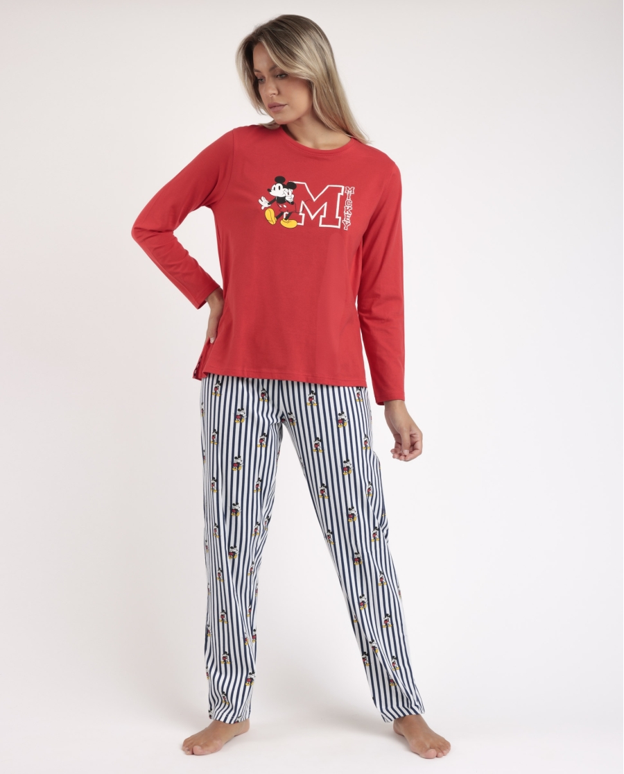 DISNEY Pijama Manga Larga Mickey Ny Summer para Mujer ROJO