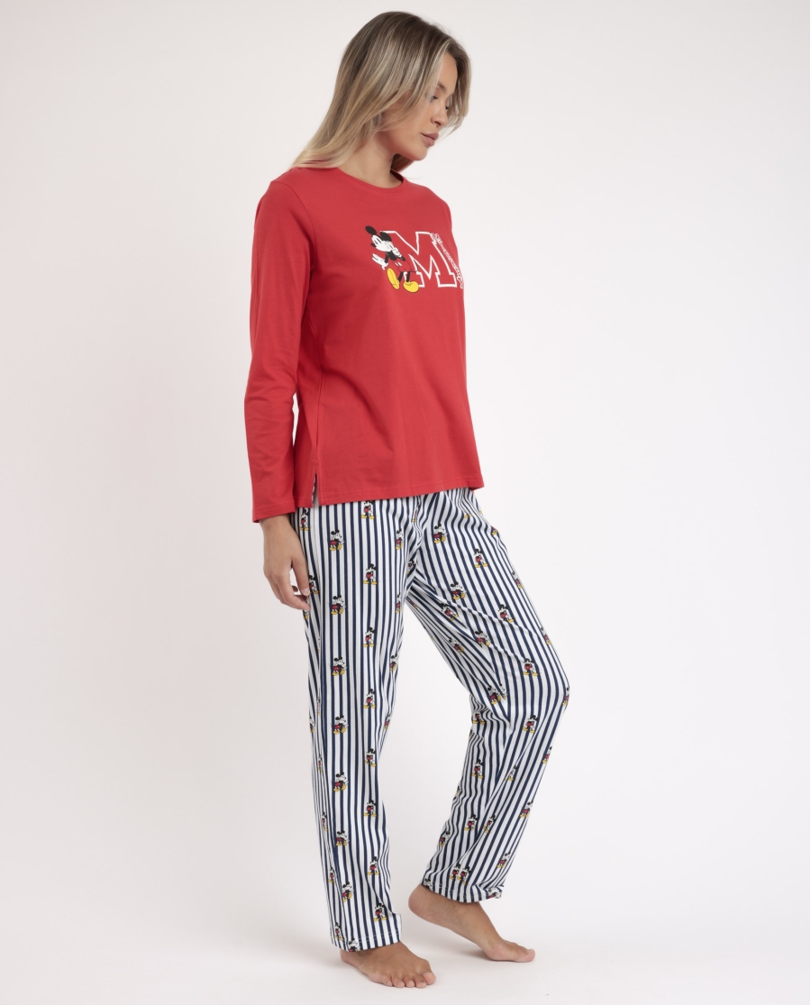 DISNEY Pijama Manga Larga Mickey Ny Summer para Mujer ROJO