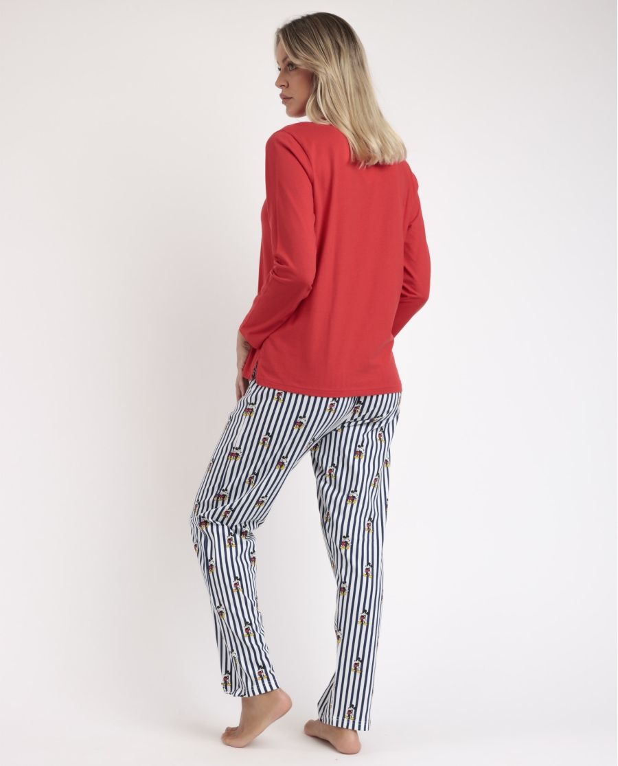 DISNEY Pijama Manga Larga Mickey Ny Summer para Mujer ROJO
