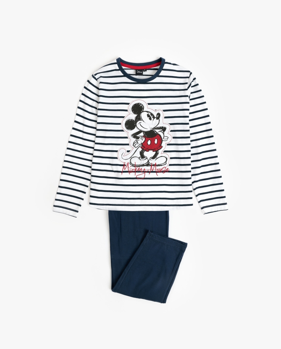 DISNEY Pijama Manga Larga Mickey Patch para Niña MARINO