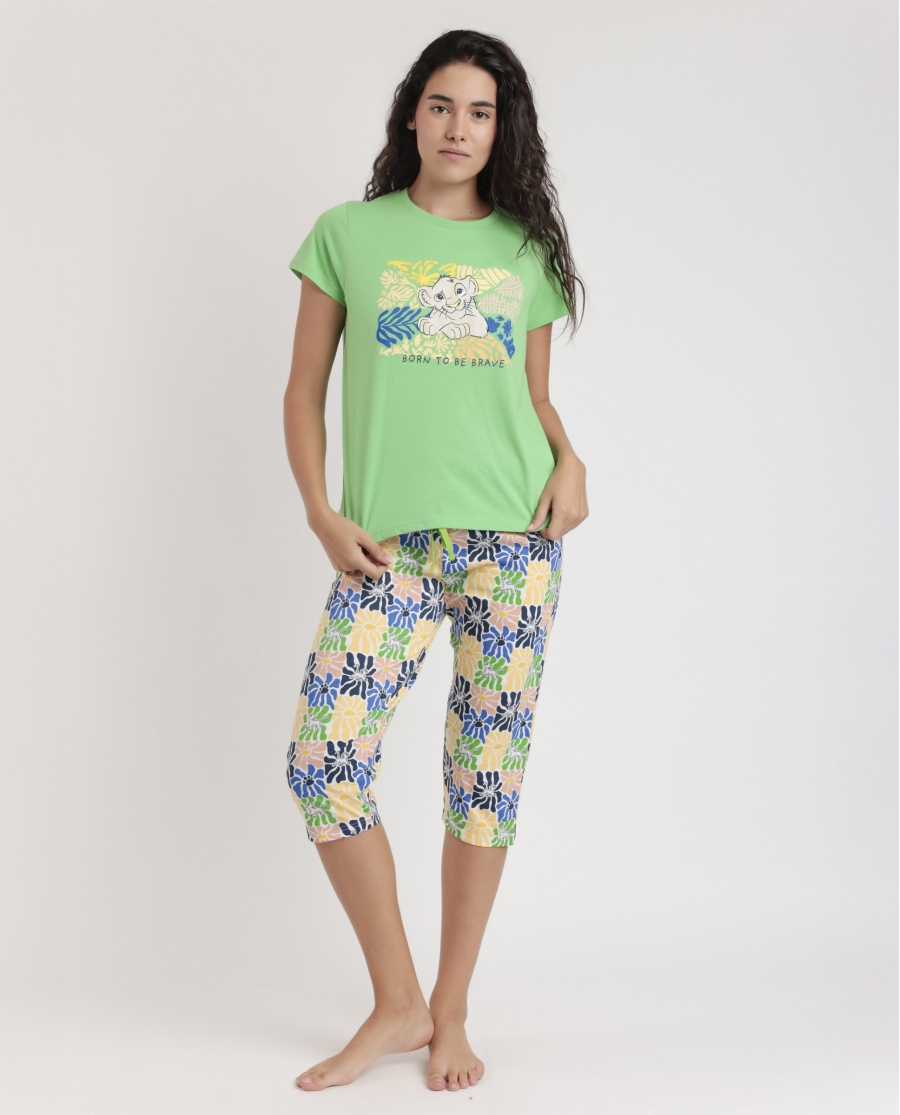 DISNEY Pijama Manga Corta Simba para Mujer VERDE