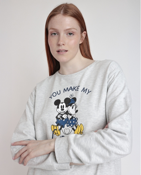 DISNEY Pijama Manga Larga Felpa You Make Me Love para Mujer GRIS JASPE 2
